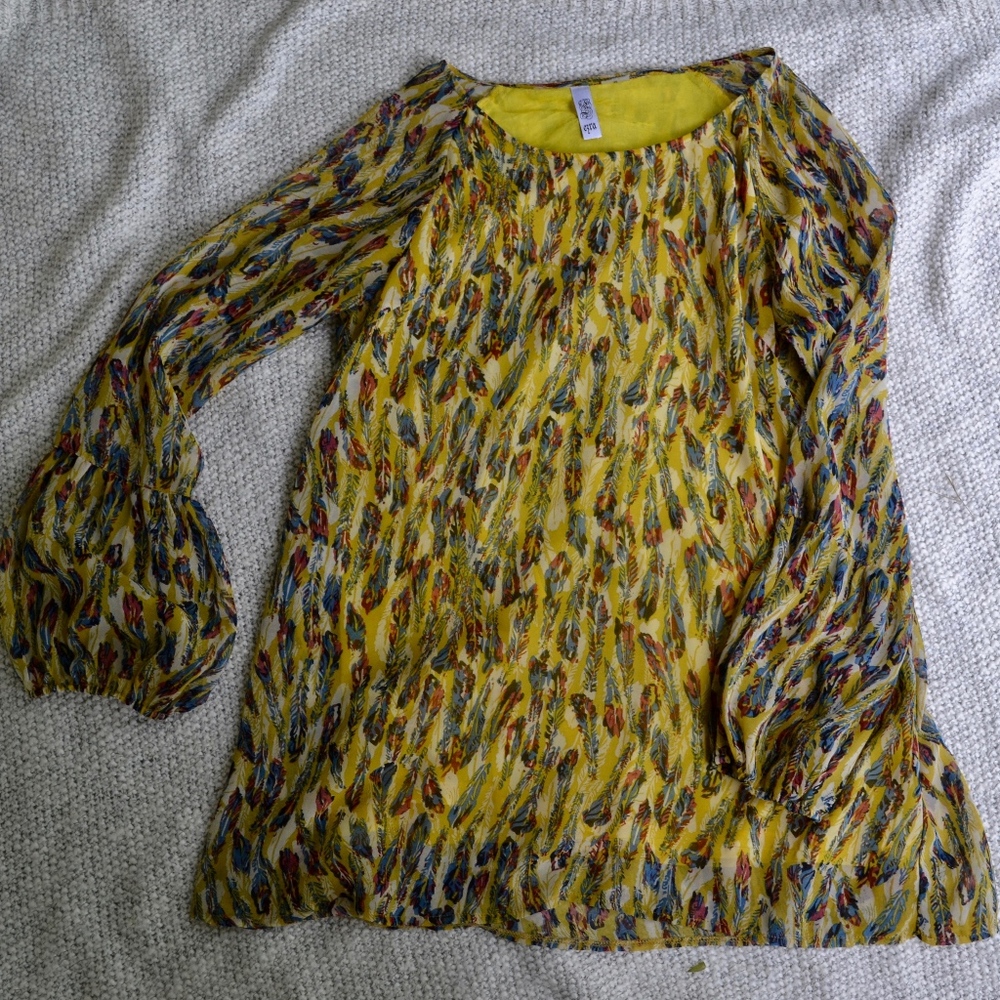 Vintage Feather Print Blouse